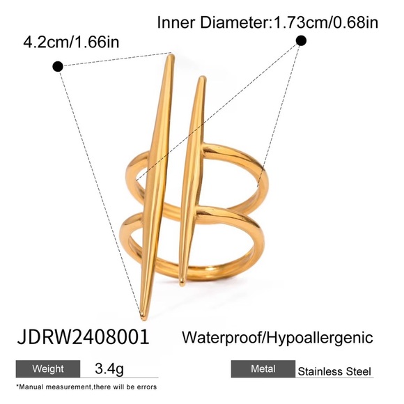18K Gold Plated Double Line Ring - Picture 5 of 6
